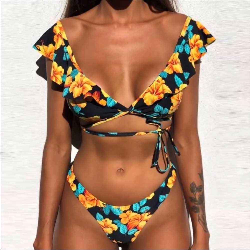 Woman’s High Cut Floral Bikini , Brazilian Bikini